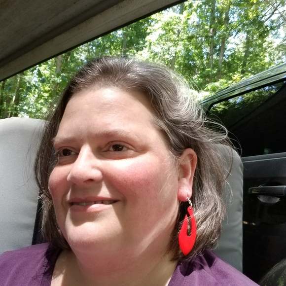 Geometric, Colorful, Wooden, Fishhook earrings - Picture 9 of 10